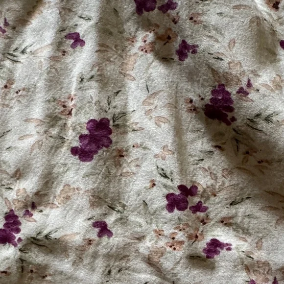 NATURAL LIFE Floral Wide Leg Pants - Cream and Purple - Picture 2 of 5